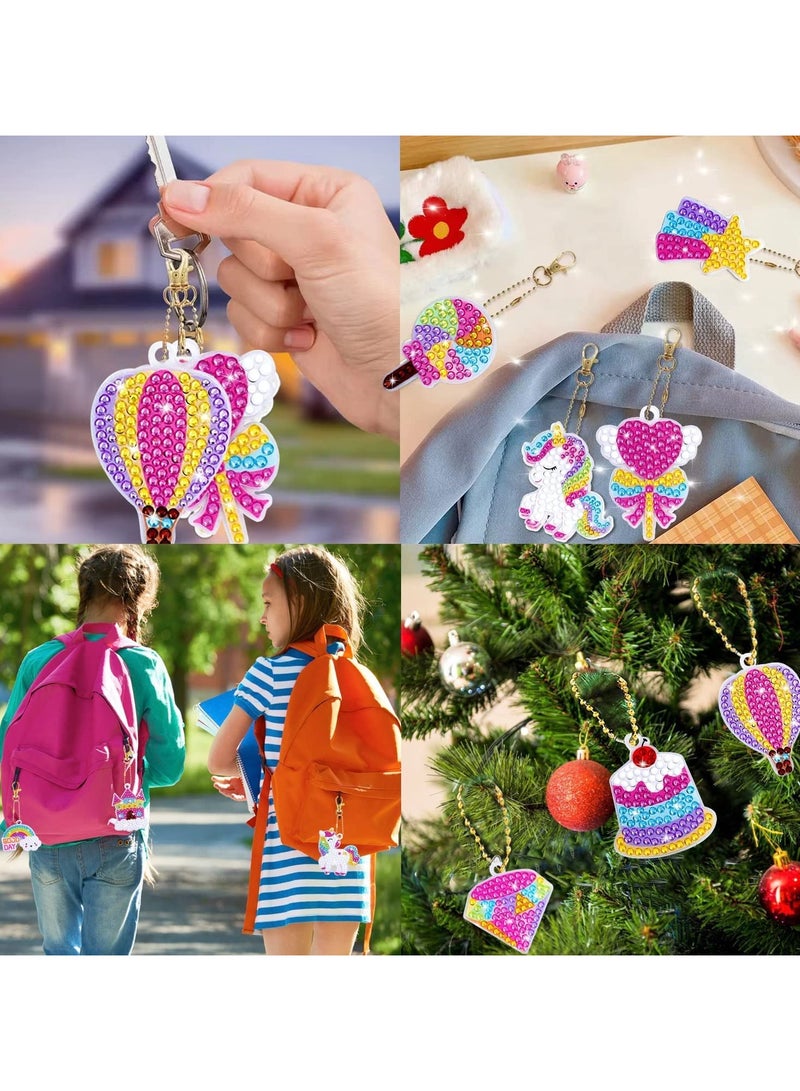 السيد باندا 15 قطعة من الفنون والحرف اليدوية للاطفال، مجموعة الرسم الماسي اصنعي سلاسل المفاتيح الخاصة بك من الاكريليك من فن الارقام والحرف اليدوية، سلاسل المفاتيح اليدوية للبنات والاولاد والاطفال من سن (وحيد القرن) - Image 5