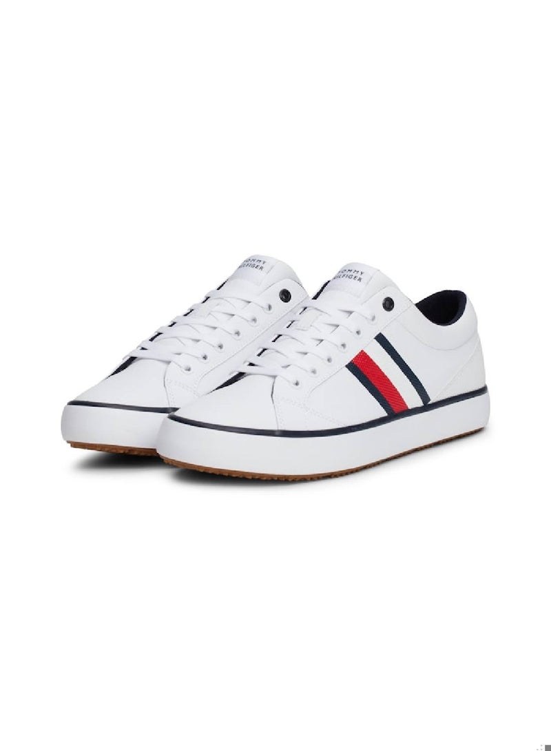 TOMMY HILFIGER Leather Signature Tape Fine Cleat Sneakers - Image 1