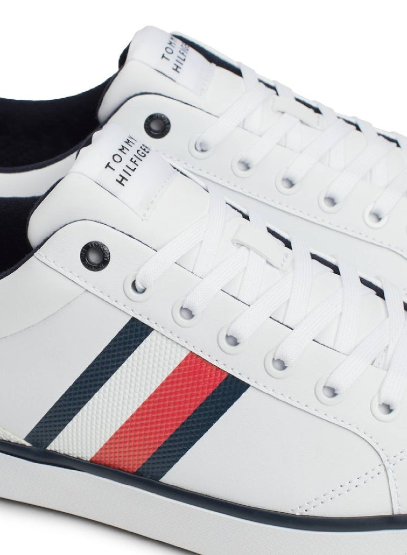 TOMMY HILFIGER Leather Signature Tape Fine Cleat Sneakers - Image 5
