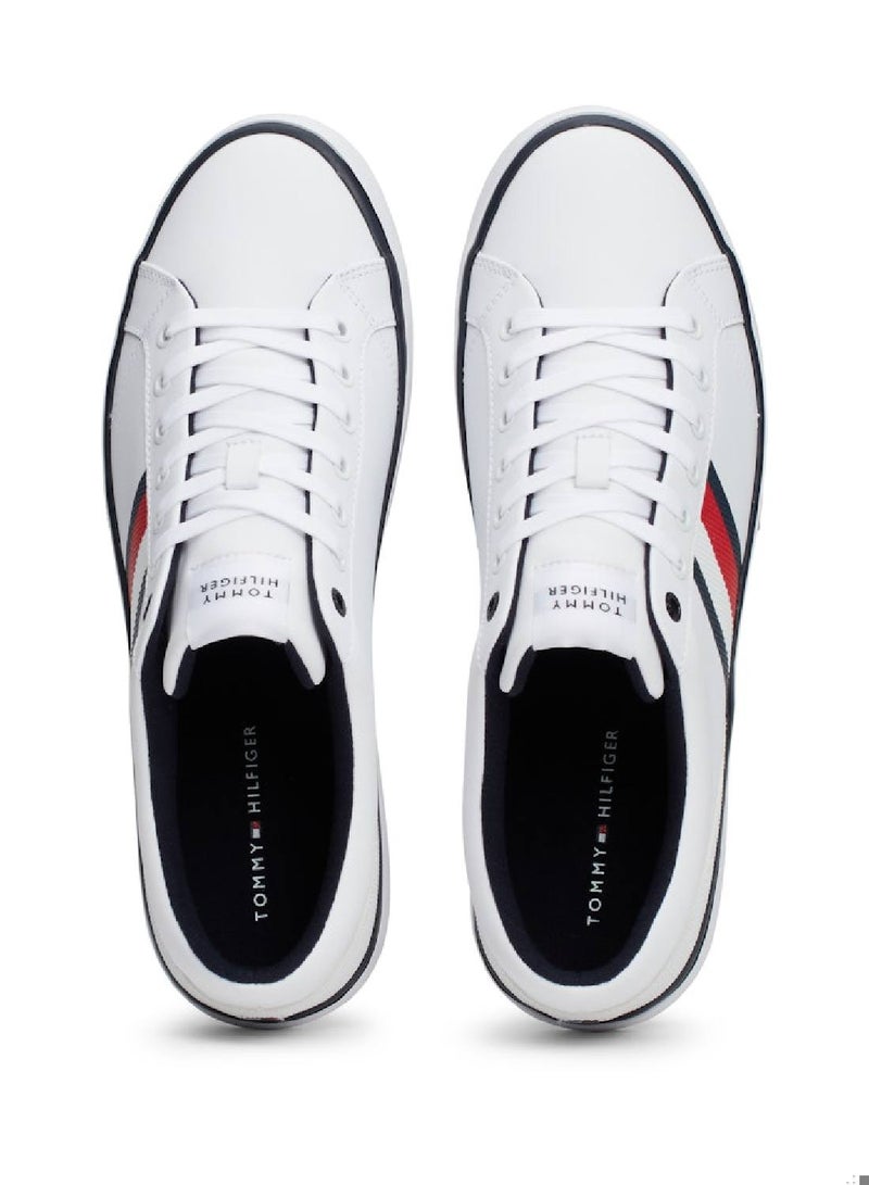 TOMMY HILFIGER Leather Signature Tape Fine Cleat Sneakers - Image 3