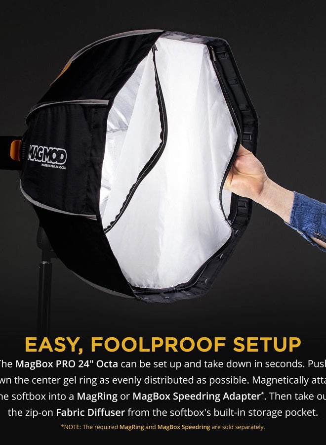MAGMOD MagBox PRO 24" Octa Softbox with Integrated Gel Slot and Storage Pocket for Fabric Diffuser | Compatible with Speedlight Flashes and Strobes - Image 2