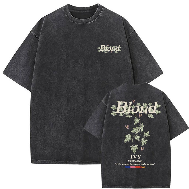 Washed Vintage Frank Fashion T-Shirts Blond Self Control Gra - Image 1