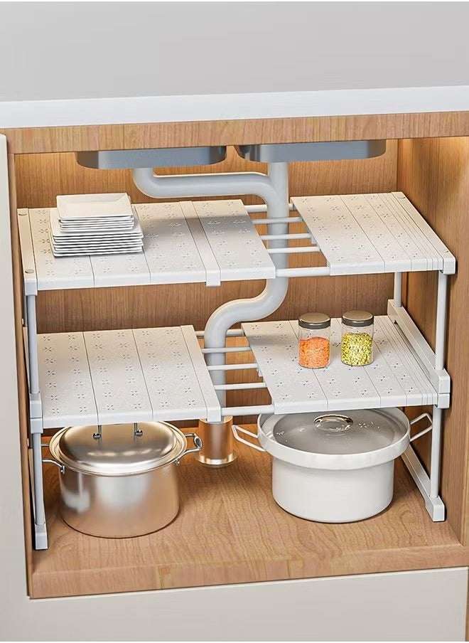 Beauenty - 2PCS closet shelves adjustable kitchen sink storage space saving foldable suitable for kitchen bathroom storage - Image 1