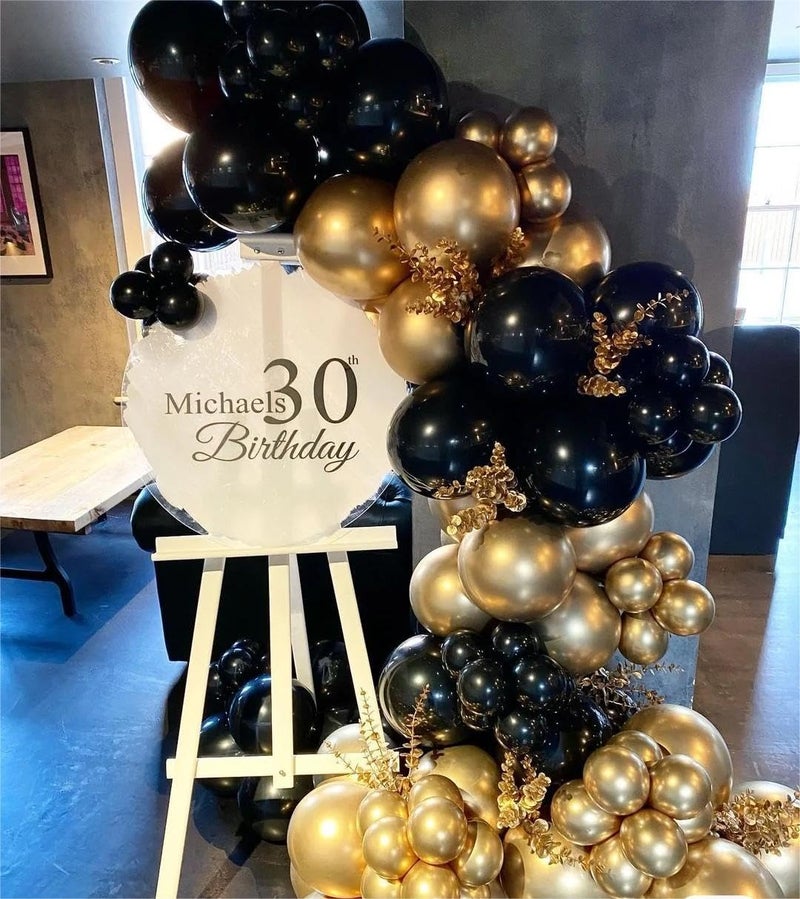 MEBAY Black Gold Silver Balloons Garland Arch Kit, 141Pcs Latex Balloons Different Sizes 18 12 10 5 Inch for Party Decorations, Wedding Backdrop, Birthday, Baby Shower, Graduation - Image 5