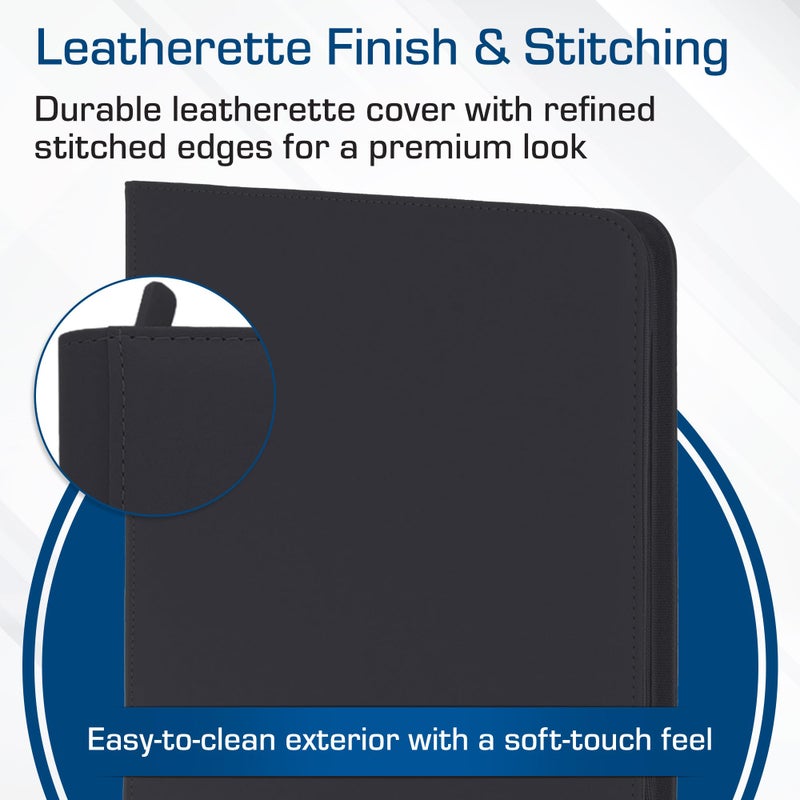 BCW 12-Pocket Zipper-Folio LX Trading Card Binder (Black) | Card Collection Binder with 480 Card Capacity | Archival Safe Pages | Secure Wrap-Around Zipper | Pocket Trading Card Holder Album - Image 4
