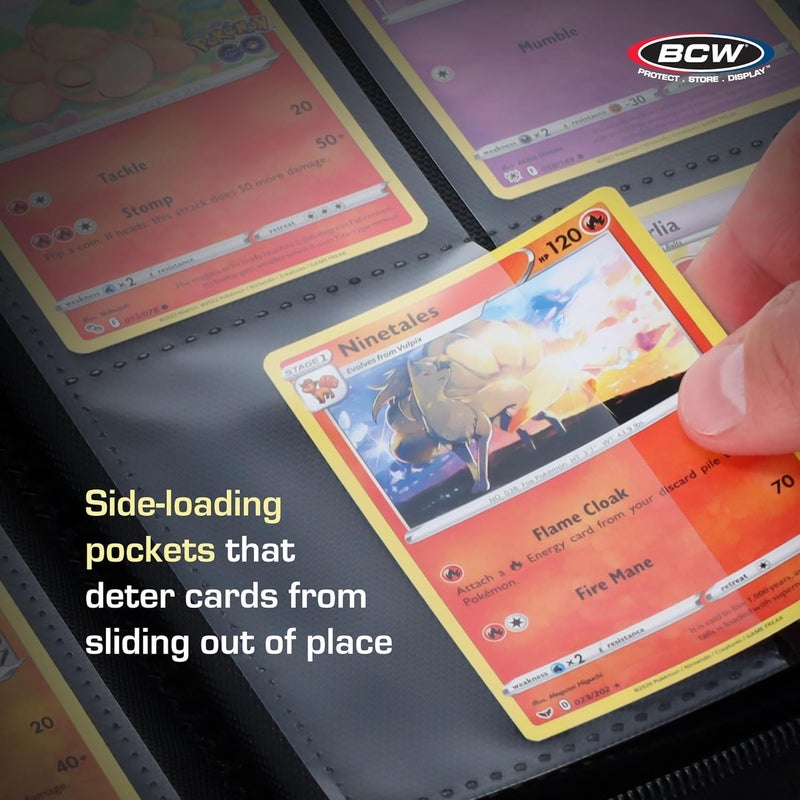 BCW 12-Pocket Zipper-Folio LX Trading Card Binder (Black) | Card Collection Binder with 480 Card Capacity | Archival Safe Pages | Secure Wrap-Around Zipper | Pocket Trading Card Holder Album - Image 5
