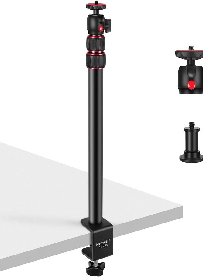 Neewer NEEWER Extendable Camera Desk Mount with 1/4" Ball Head, 17”-40” Adjustable Table Light Stand with 1/4" Screw Adapter and C Clamp for DSLR Camera, Ring Light, Live Stream, Vlog, Max Load: 6.6lb/3kg  - Image 1