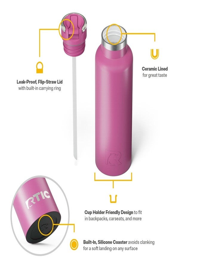 RTIC 20oz Journey Water Bottle Ceramic Lined Metal Stainless Steel Vacuum Insulated, BPA Free, Reusable, for Water, Hot and Cold Drinks, Travel, Sports, Camping, Orchid - Image 3