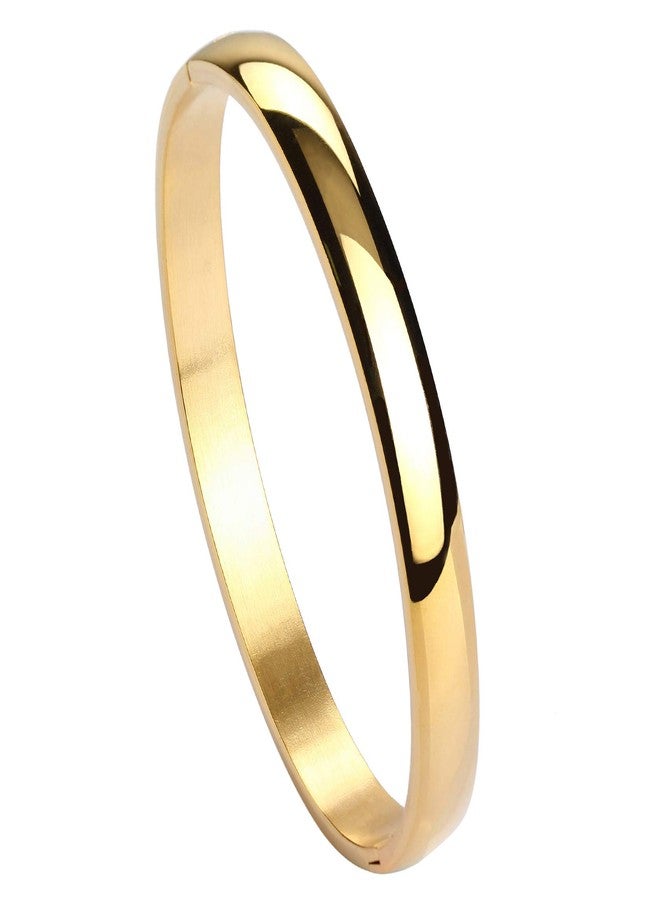 MILAKOO Womens 6MM Stainless Steel Bracelet Plain Polished Finish Oval Bangle Gold - Image 1