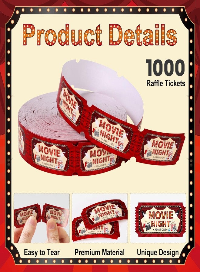 ABURRORI 1000 Pcs Carnival Movie Tickets Roll Movie Night Theme Party Decorations Raffle Tickets Party Entry for Events Carnival Favors Supplies - Image 3