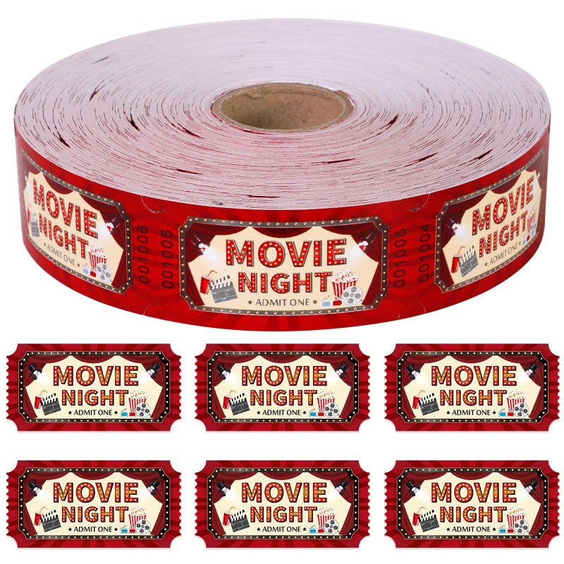 ABURRORI 1000 Pcs Carnival Movie Tickets Roll Movie Night Theme Party Decorations Raffle Tickets Party Entry for Events Carnival Favors Supplies - Image 1