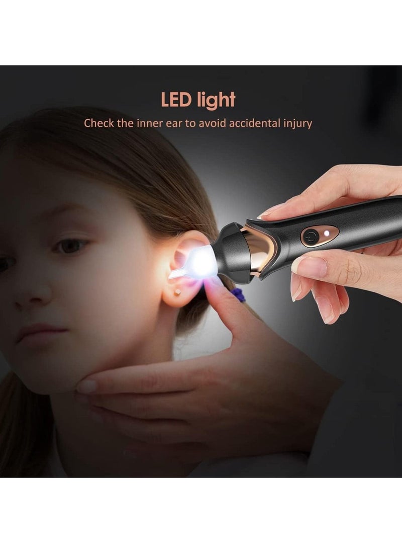 KASTWAVE Ear Wax Remover Vacuum Cleaner, Electric Earwax Removal Kit with LED Light, Portable Ear Cleaner, USB Charge Reusable Safe Electric Ear Suction for Adults Kids (Black)  - Image 2
