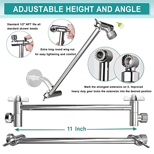 bellearly 10'' Rain High Pressure Shower Head with 5 Settings Handheld Showerhead Combo, Dual Shower Head with 11'' Extension Arm and 78'' Long Hose, Chrome Square Shower Head, Save Water BELLEARLY - Image 4