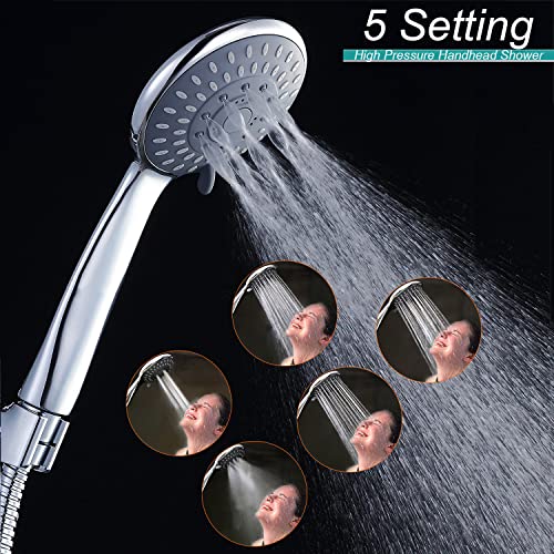 bellearly 10'' Rain High Pressure Shower Head with 5 Settings Handheld Showerhead Combo, Dual Shower Head with 11'' Extension Arm and 78'' Long Hose, Chrome Square Shower Head, Save Water BELLEARLY - Image 3