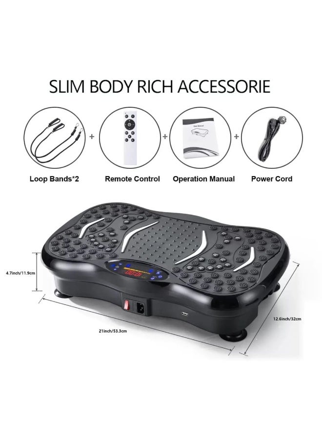 ICON Vibration Exercise Platform – Full Body Vibration Machine with Resistance Bands & Remote Control – Multiple Speed Levels – Home Fitness Equipment- Black - Image 3