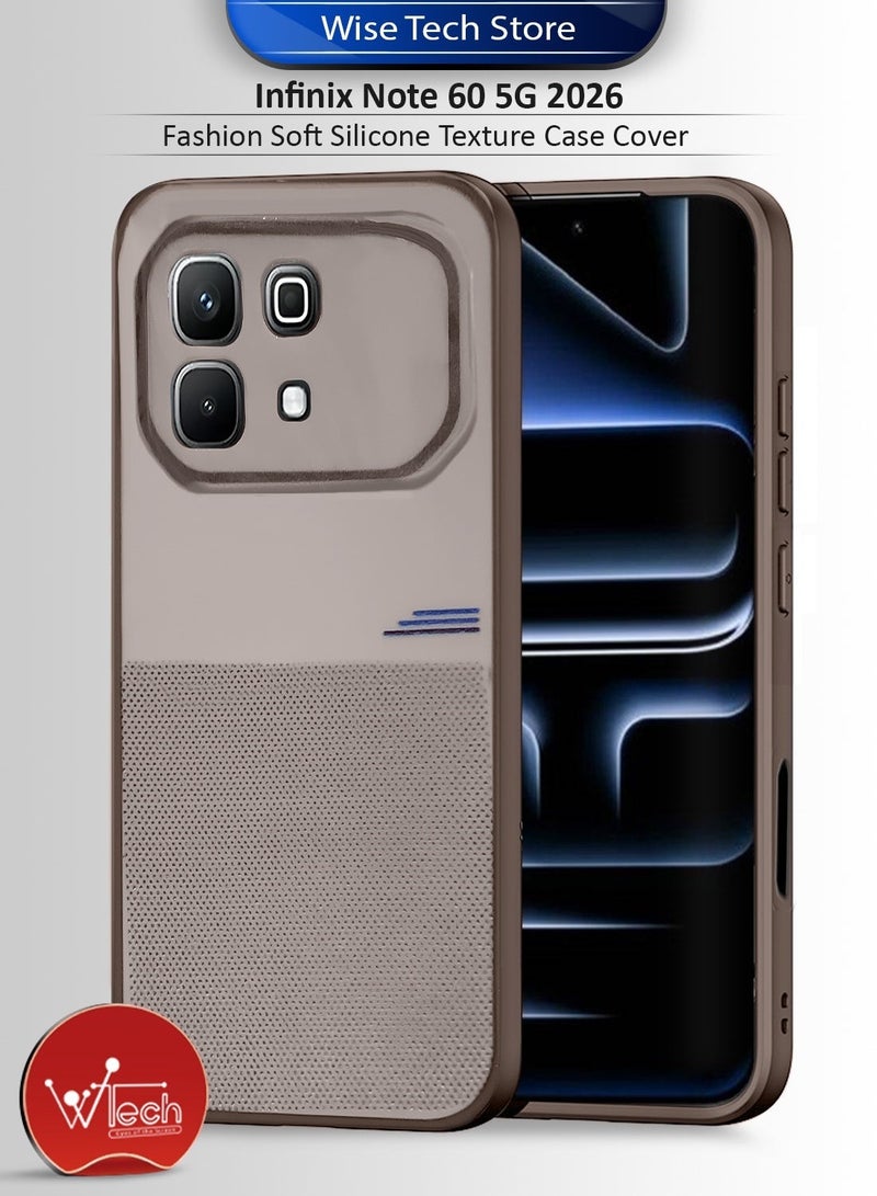 Wtech Infinix Note 60 5G 2026 Fashion Soft Silicone Texture Case Cover (MCRPSN) - Brown & Infinix Note 60 / Infinix Note 60 Pro 5G 2026 Premium E2E Series Full Glue Full Cover Tempered Glass Screen Protector (MSGECN) - Clear/Black Bundle - Image 2
