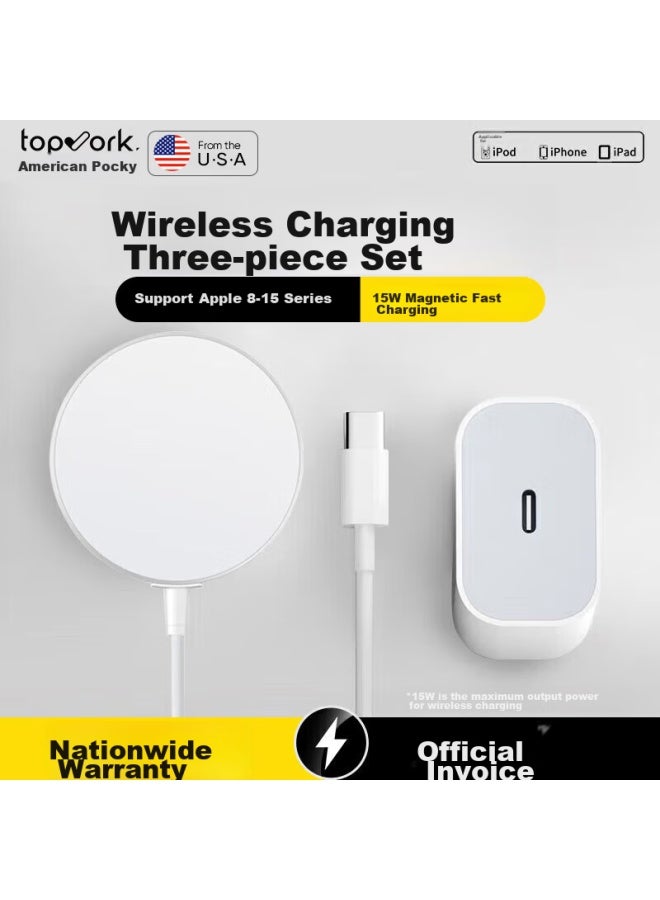 Topvork Compatible With Apple 16/15 Wireless Charger, Iphone 15 Pro Max Supports Magsafe Magnetic 15w Fast Charging Universal - Image 1