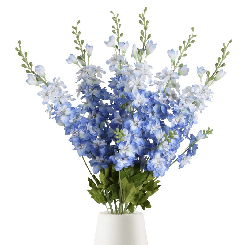INSUNSIX 6PCS Blue Delphinium Artificial Flowers 33 Larkspur Silk Flowers for Tall Vase Long Stem Fake Blue Flowers for Wedding Centerpieces Faux Flowers for Home Decor Indoor Blue