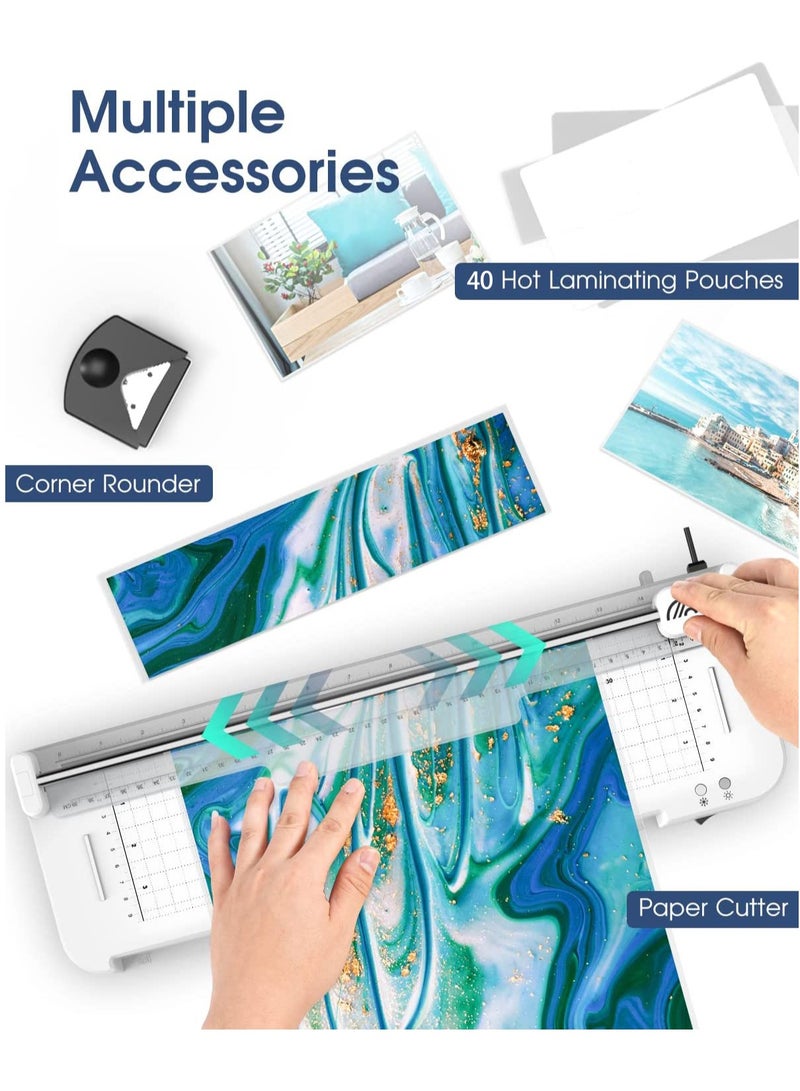 Laminator,A3/A4/A5/A6 Thermal Laminator Machine, 9 in 1 Cold Laminator Machine with Paper Cutter and Corner Rounder,40 Laminating Pouches for Home Office School - Image 4