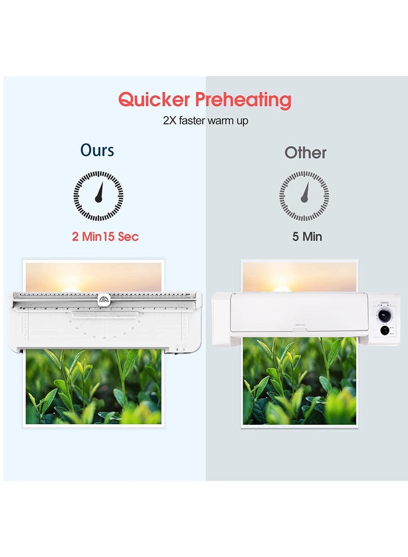 Laminator,A3/A4/A5/A6 Thermal Laminator Machine, 9 in 1 Cold Laminator Machine with Paper Cutter and Corner Rounder,40 Laminating Pouches for Home Office School - Image 5