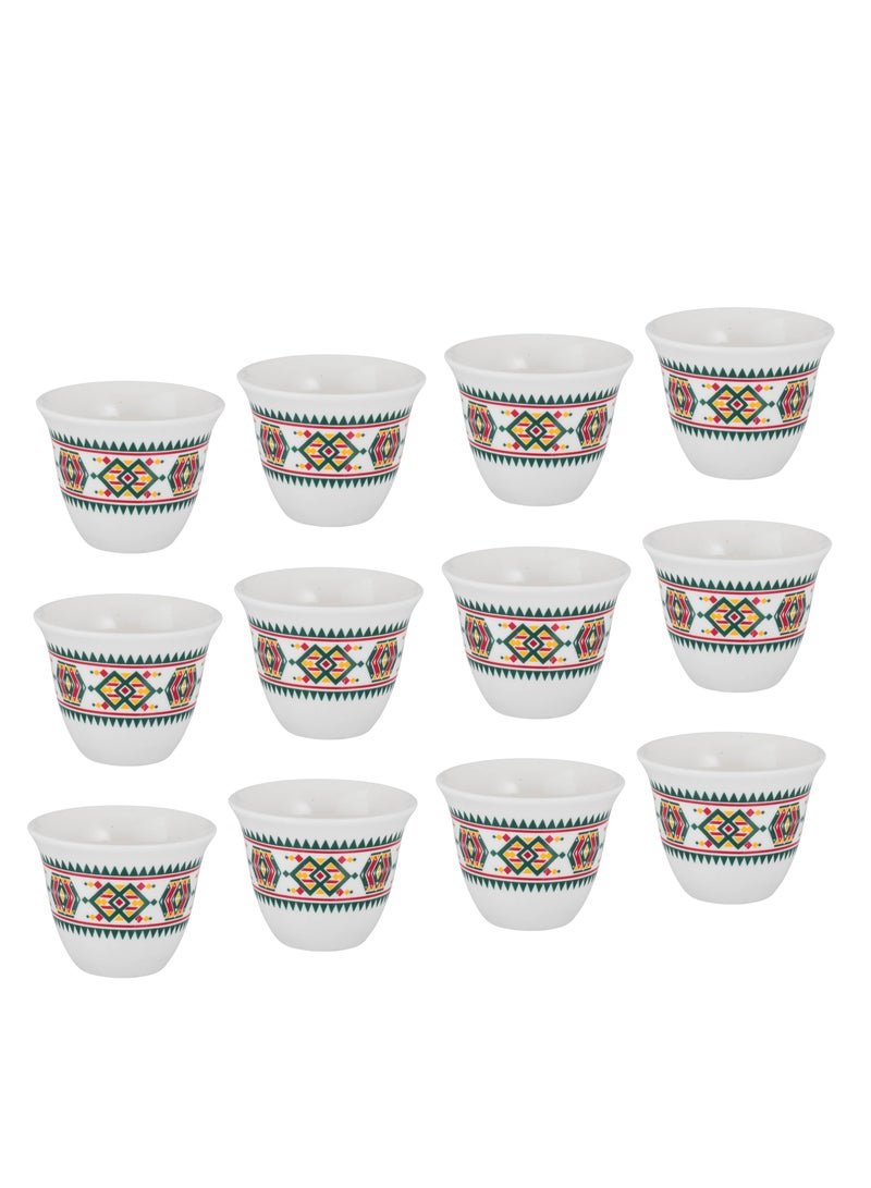 Elegant Saudi coffee cup set, made of pure white porcelain with a traditional engraving, 12 pieces - Image 2