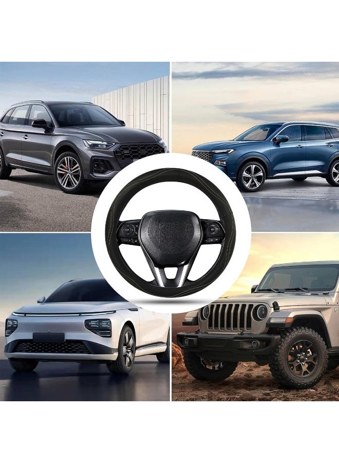 MOB Steering Wheel Cover SW322 Medium 37–38cm  Universal Fit for Cars, SUVs, Trucks  Anti-Slip, Durable Leather with Soft Padding, Breathable, Sweat-Absorbing, Easy to Install, Stylish Interior Protection, BLACK - Image 3