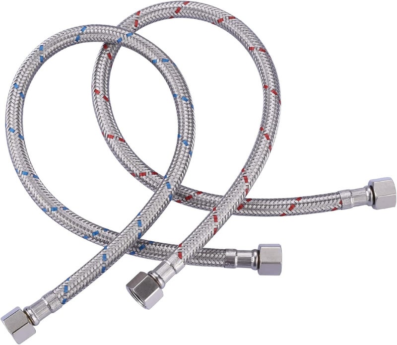 Arcora 20" Faucet Hose Connects Kitchen Bathroom Sink to Water Supply, cUPC Faucet Supply Lines 3/8" x 3/8" Female Compression Thread 1 Pair - Image 1