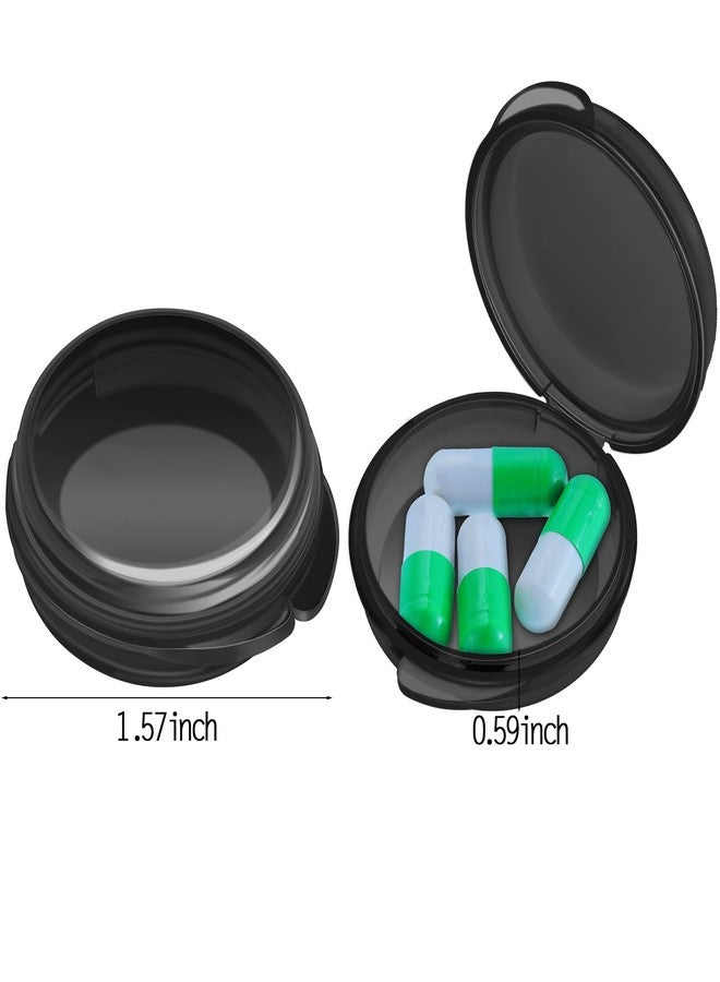 Patelai Small Pill Case Travel Pill Container Clear Mini Organizer Box Round Black Medicine Case Holder for Pocket Purse Briefcase Travel Medicine Cod Liver Oil Storage(10 Pack) - Image 2