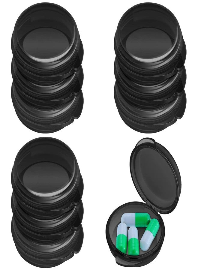 Patelai Small Pill Case Travel Pill Container Clear Mini Organizer Box Round Black Medicine Case Holder for Pocket Purse Briefcase Travel Medicine Cod Liver Oil Storage(10 Pack) - Image 1