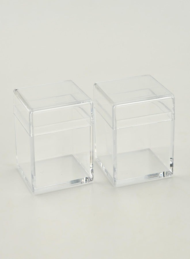 ASPNH 2 PCS Acrylic Box Set,Clear Display Case with Lid,Small Square Storage Cube for 1" Element Cubes Collections - Image 1