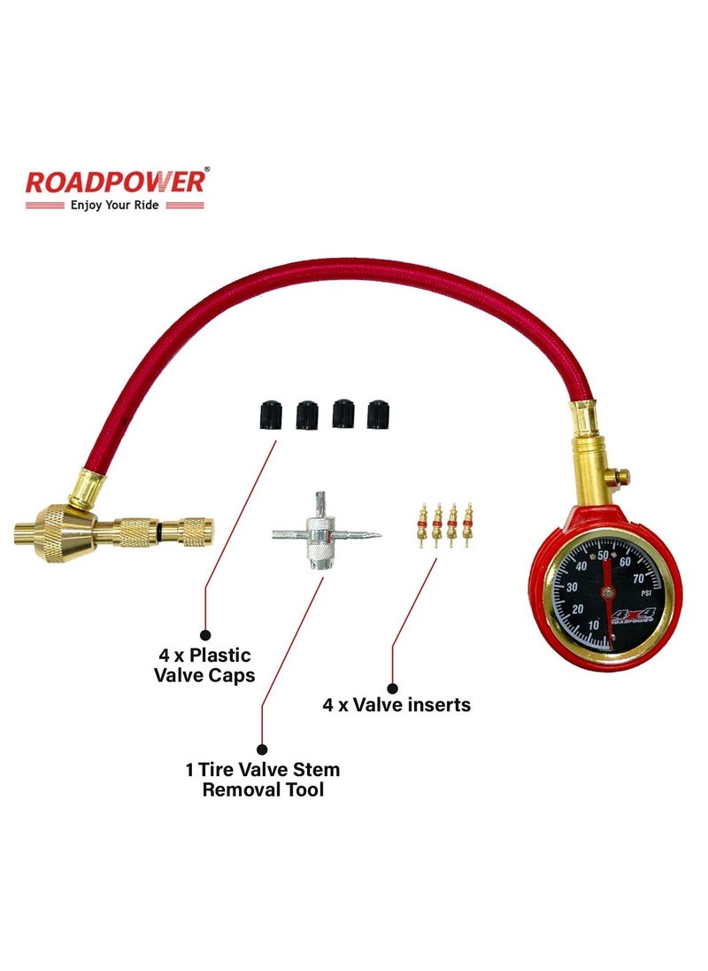 RoadPower - Heavy Duty Rapid Tire defoliators Air Down Off-road Gauge Kit with Precision Release Button RP-TG31 - Image 1