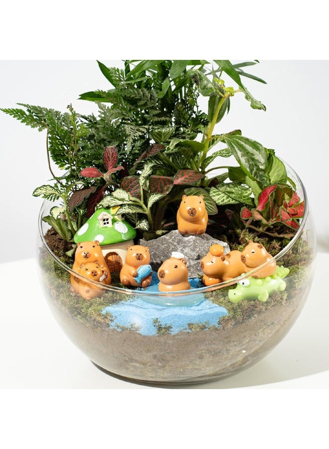 Set of 8 Mini Resin Capybara, Tiny Capybara and Crocodile Set for Potted Miniature Decoration, Garden Aquarium Potted, Garden Dollhouse, Cake Decoration, DIY Slime Kit, Craft Charms Party Toys - Image 5