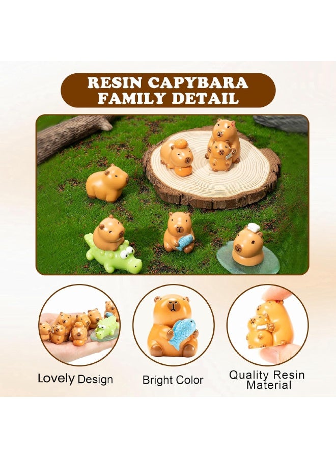 Set of 8 Mini Resin Capybara, Tiny Capybara and Crocodile Set for Potted Miniature Decoration, Garden Aquarium Potted, Garden Dollhouse, Cake Decoration, DIY Slime Kit, Craft Charms Party Toys - Image 3