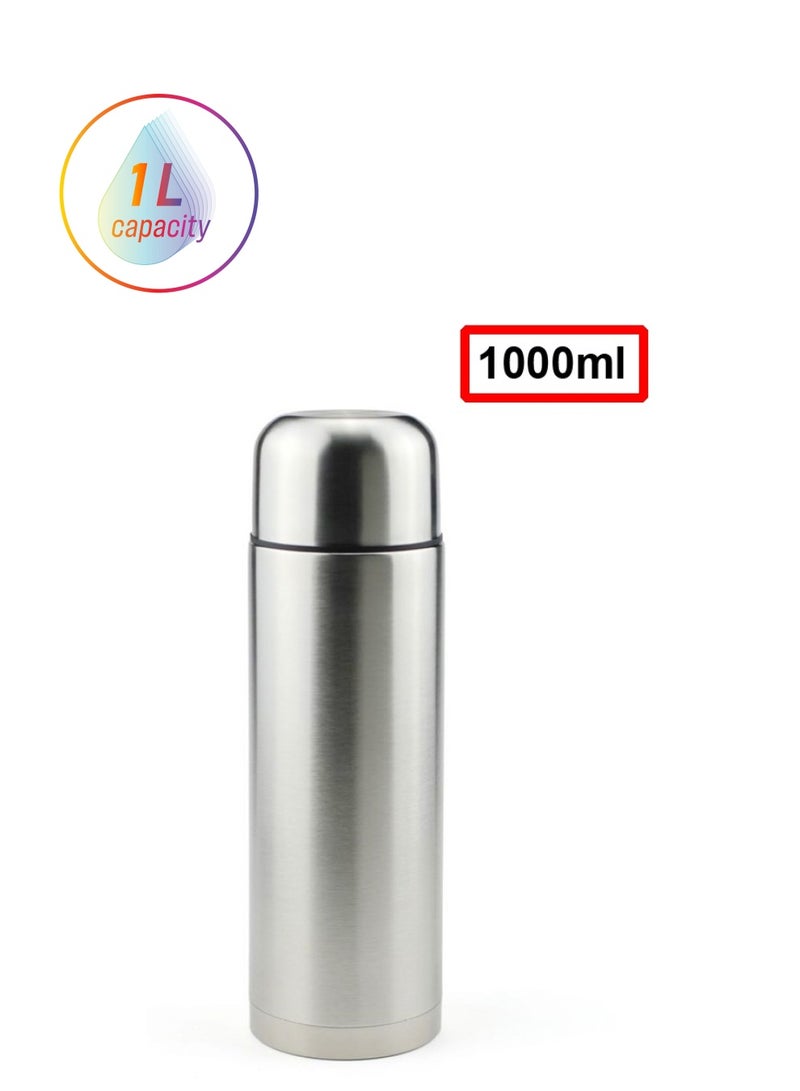 fashionhome قارورة ترمس معزولة بتفريغ الهواء من الفولاذ المقاوم للصدأ سعة 1 لتر للمشروبات الساخنة والباردة - Image 1