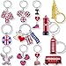 Henoyso 12 Pack London Souvenir Gifts British Landmark Keychains Metal Keyrings with UK Flag Phone Booth Big Ben DoubleDecker Bus for Party Decoration Multi Styles - Image 3