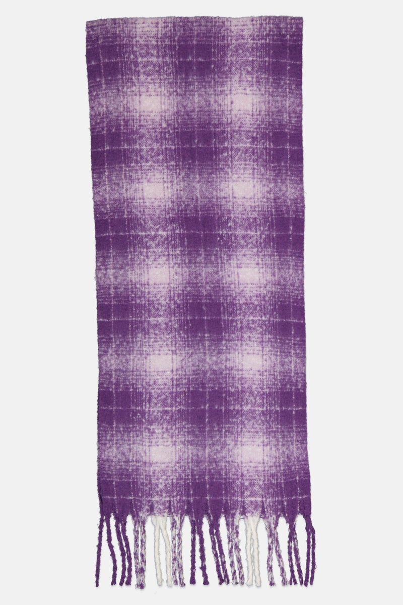 London Fog Women Plaid Frill Scarf 191 x 41 cm, Purple - Image 2