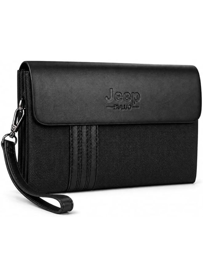 Men's handbag featuring a minimalist design and a combination of fabric and leather; includes three internal pockets, a cash pocket, and a zippered pocket. - Image 1