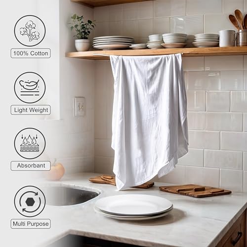 ZOYER Flour Sack Towels 28" x 28", 12 Pack - 100% Cotton Dish Towel - Machine Washable TeaTowels, Ultra Absorbent BarTowels, Dish Cloth Perfect for Drying Dishes & Cleaning - Kitchen Linen Set - Image 4