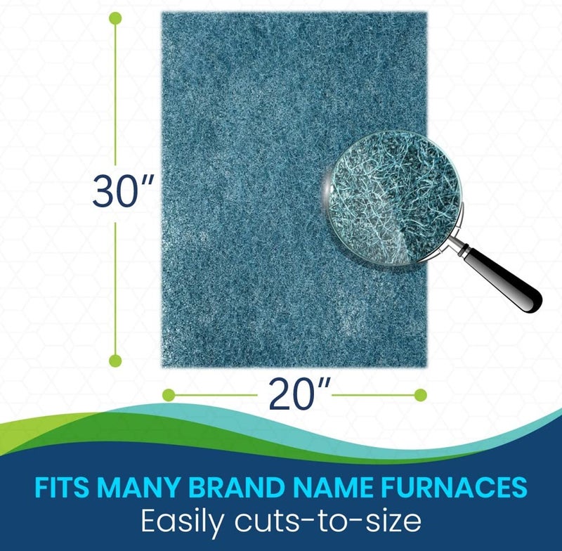 CoreCarbon 20x30x1 Cut To Fit Furnace & Air Conditioner Washable Reusable High Air Flow Polyester Fiber Filter Media, Made in USA (20" x 30" x .75" actual) - Image 2