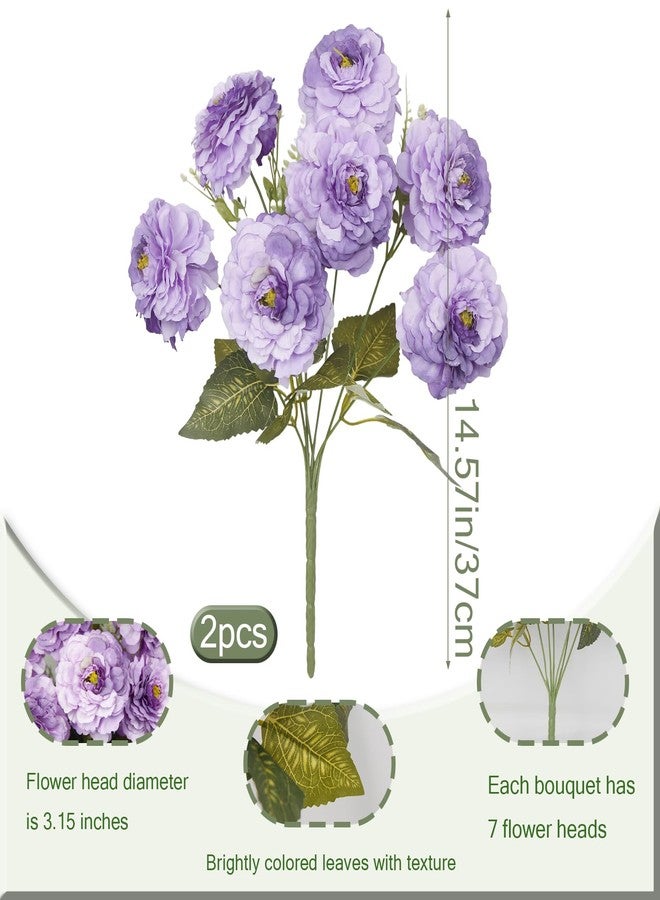GhuaH 2 Pcs Artificial Flowers Zinnias Silk Flowers with Stems Zinnia Elegans Artificial Flowers for Outdoors Floral Arrangements Table Centerpieces Wedding Party Home Spring Summer Decor Purple - Image 2