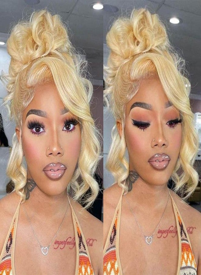 ANDRIA 13x4 HD Lace Front Wigs Body Wave Glueless Pre Plucked Lace Frontal Wigs For Black Women 250 density Loose Wave Synthetic Lace Front Wig With Baby Hair 26 Inch (Blonde) - Image 5