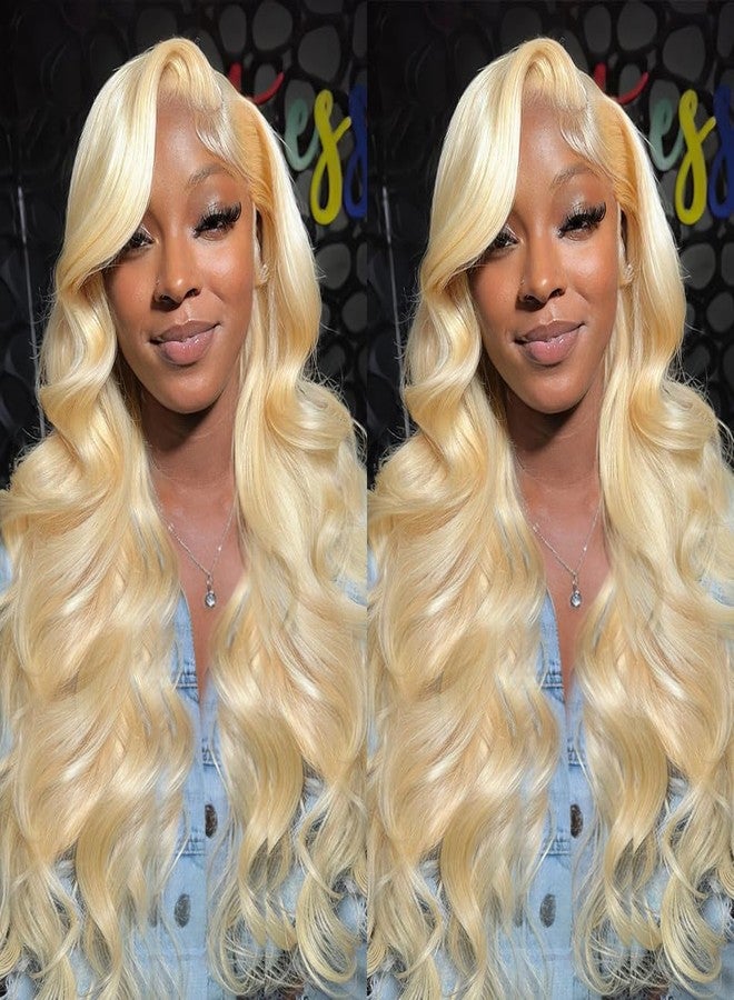 ANDRIA 13x4 HD Lace Front Wigs Body Wave Glueless Pre Plucked Lace Frontal Wigs For Black Women 250 density Loose Wave Synthetic Lace Front Wig With Baby Hair 26 Inch (Blonde) - Image 4