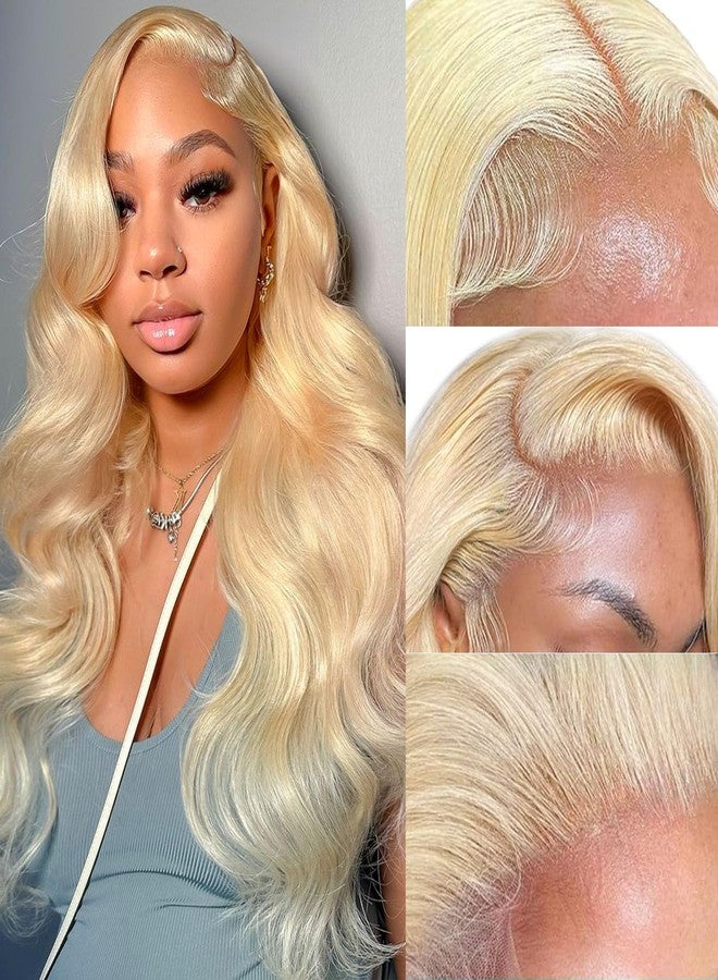 ANDRIA 13x4 HD Lace Front Wigs Body Wave Glueless Pre Plucked Lace Frontal Wigs For Black Women 250 density Loose Wave Synthetic Lace Front Wig With Baby Hair 26 Inch (Blonde) - Image 2