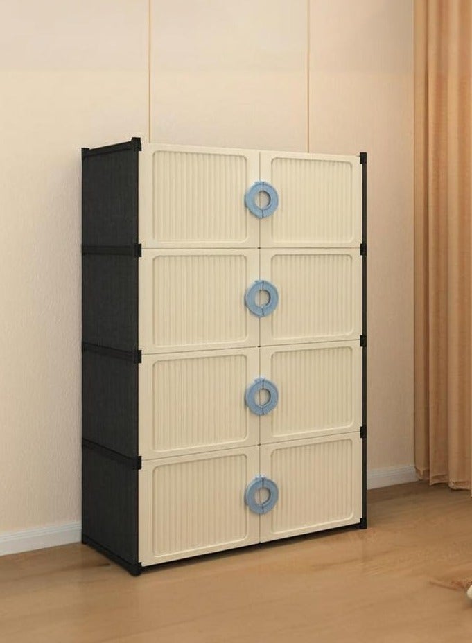 WALALLA 4-Tier Storage Cabinet with Magnetic Handle Doors - Versatile Organizer for Living Room & Kids' Room, Perfect for Clothes & Daily Items Storage - Image 1