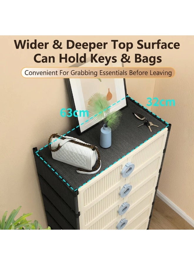 WALALLA 4-Tier Storage Cabinet with Magnetic Handle Doors - Versatile Organizer for Living Room & Kids' Room, Perfect for Clothes & Daily Items Storage - Image 4