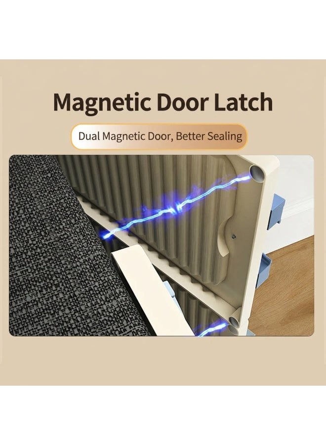 WALALLA 4-Tier Storage Cabinet with Magnetic Handle Doors - Versatile Organizer for Living Room & Kids' Room, Perfect for Clothes & Daily Items Storage - Image 2