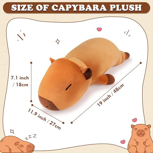Auspicious beginning 19 Large Capybara Plush Stuffed Animal Cute Capybara Plush Pillow Plushies Big Sleeping Hugging Stuffed Animal Cute Body Pillow Birthday Gifts for Kids Girls Boys - Image 5