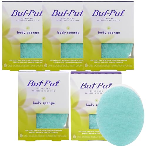 Buf-Puf Body Sponge, Bath Sponge, Dermatologist Developed, Cleanses Skin of Dirt, and Excess Oil, Reusable, Exfoliating, 5 Count - Image 1