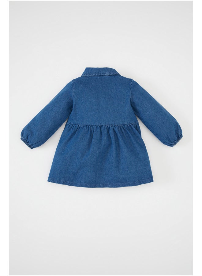 DeFacto Babygirl Denim Regular Fit Shirt Neck Long Sleeve Dress  - Image 4