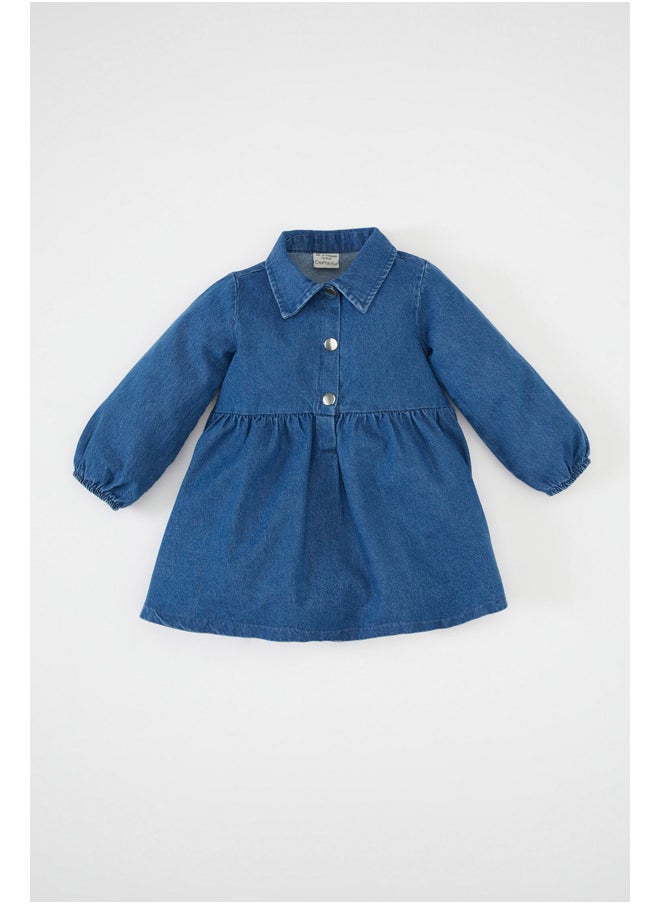 DeFacto Babygirl Denim Regular Fit Shirt Neck Long Sleeve Dress  - Image 2